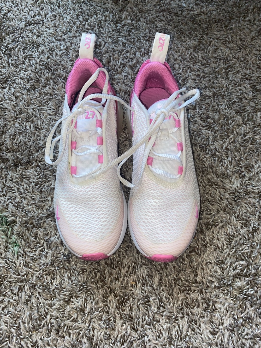 Nike Kids White and Pink Athletic Sneakers